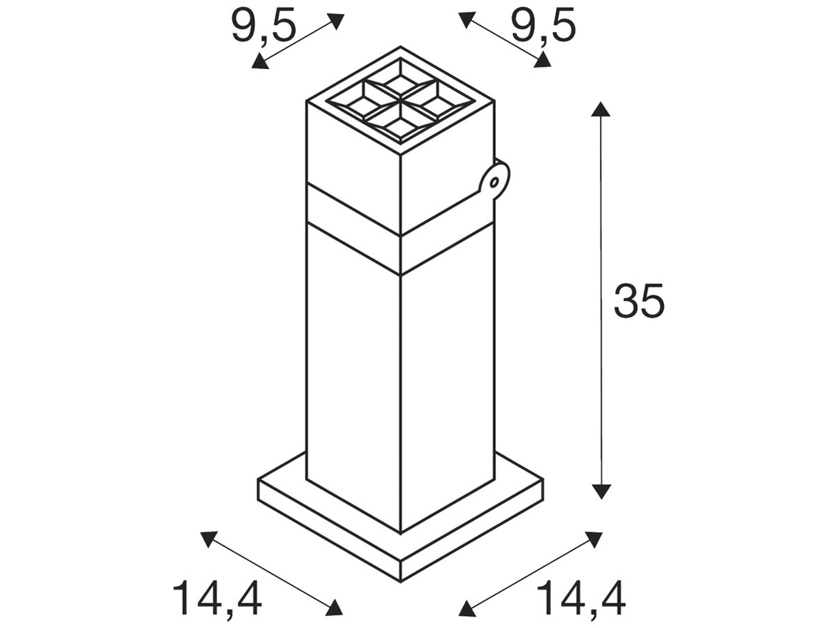 LED-Wegeleuchte SLV S-CUBE 35 15W 1000lm 2700/3000K IP65 144×144×350 anthrazit