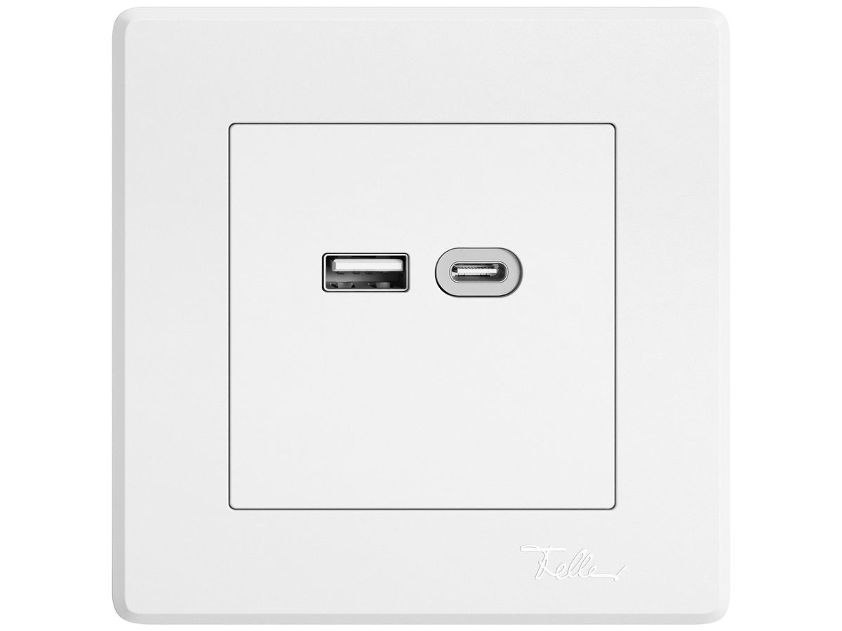 UP-USB-Ladesteckdose EDIZIO.liv SNAPFIX® 230VAC 18W 1×USB Typ A 1×USB Typ C ws