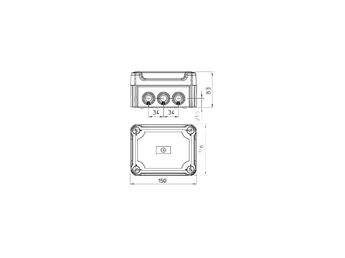 Kabelabzweigkasten Bettermann 150×116×83mm mit Deckel transparent
