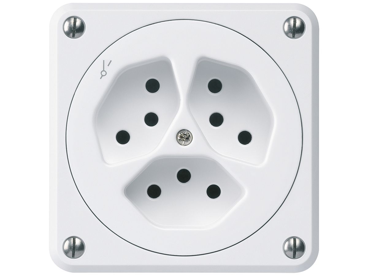 UP-Steckdose robusto 3×Typ 13/1 weiss ohne Klappdeckel