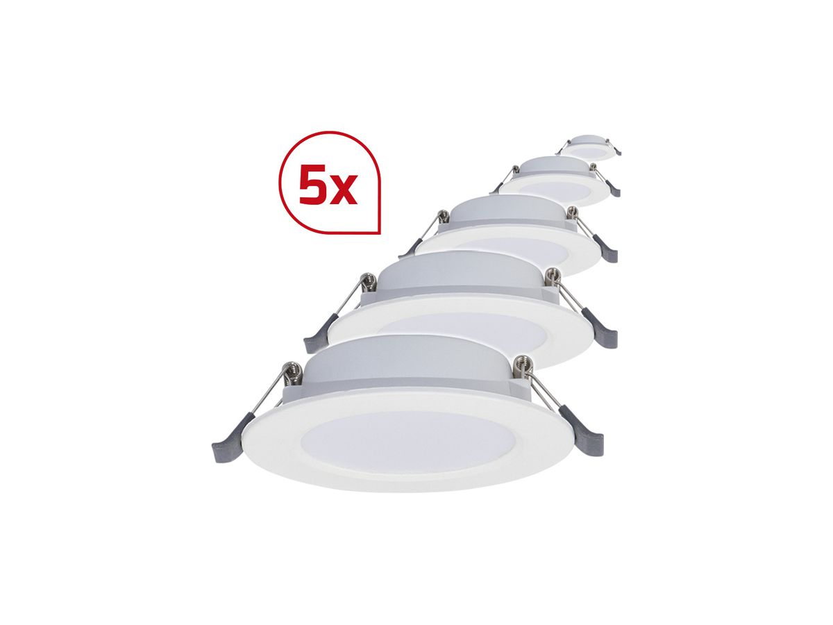 LED-Downlight DOTLUX CIRCLEflat 4W 240lm 3000K weiss 5er Set