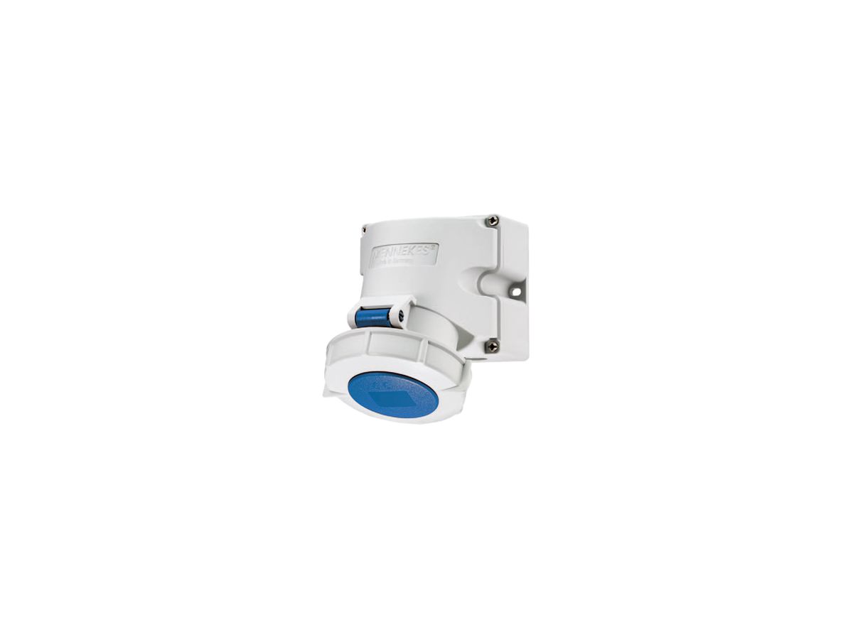 Wandsteckdose CEE 32A 3P 6h 230V blau IP67 Mennekes