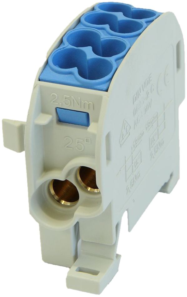 Verteilerblock Typ C 2×25/2×16mm² 100A CU blau - Elektrogrosshandel