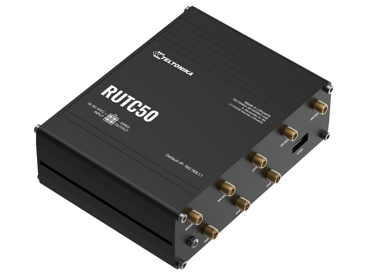 Router Teltonika RUTC50 5G 1×WAN 4×LAN GbE 2.4+5GHz VPN IP30