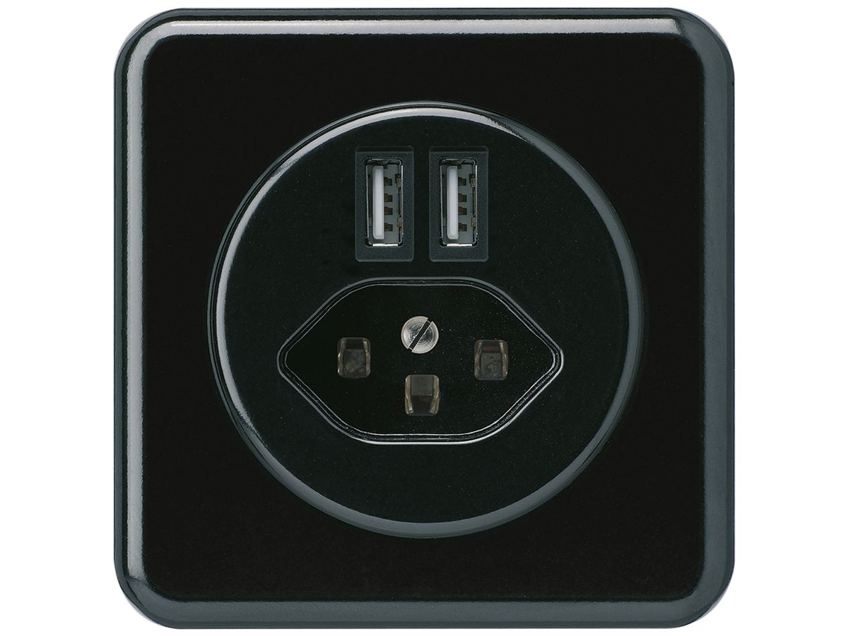 UP-Steckdose 2×USB & Typ 23 basico C 2400mA schwarz