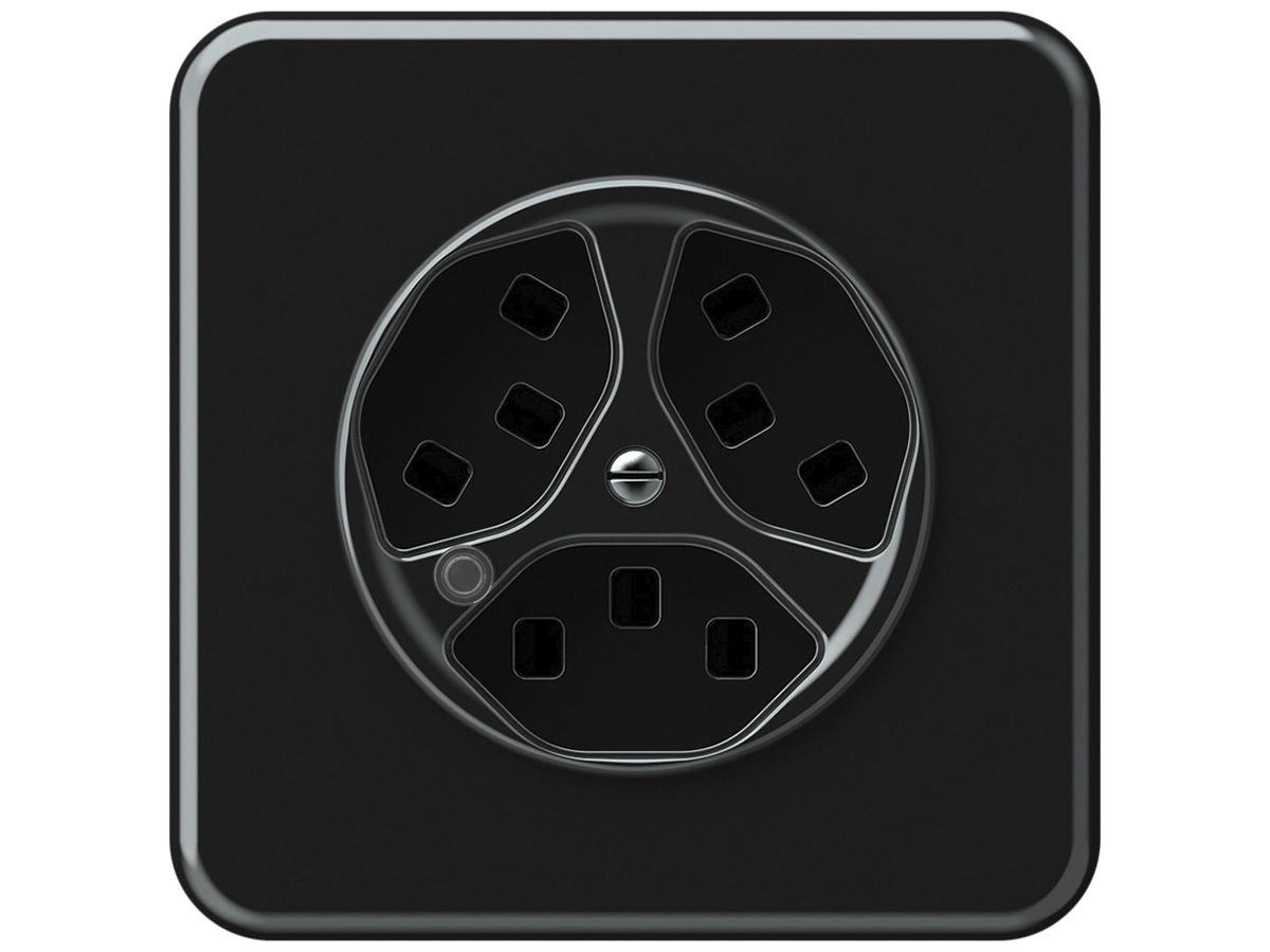 UP-Steckdose origin 3×Typ 23 bel.grün 16A 230V 92×92mm schwarz