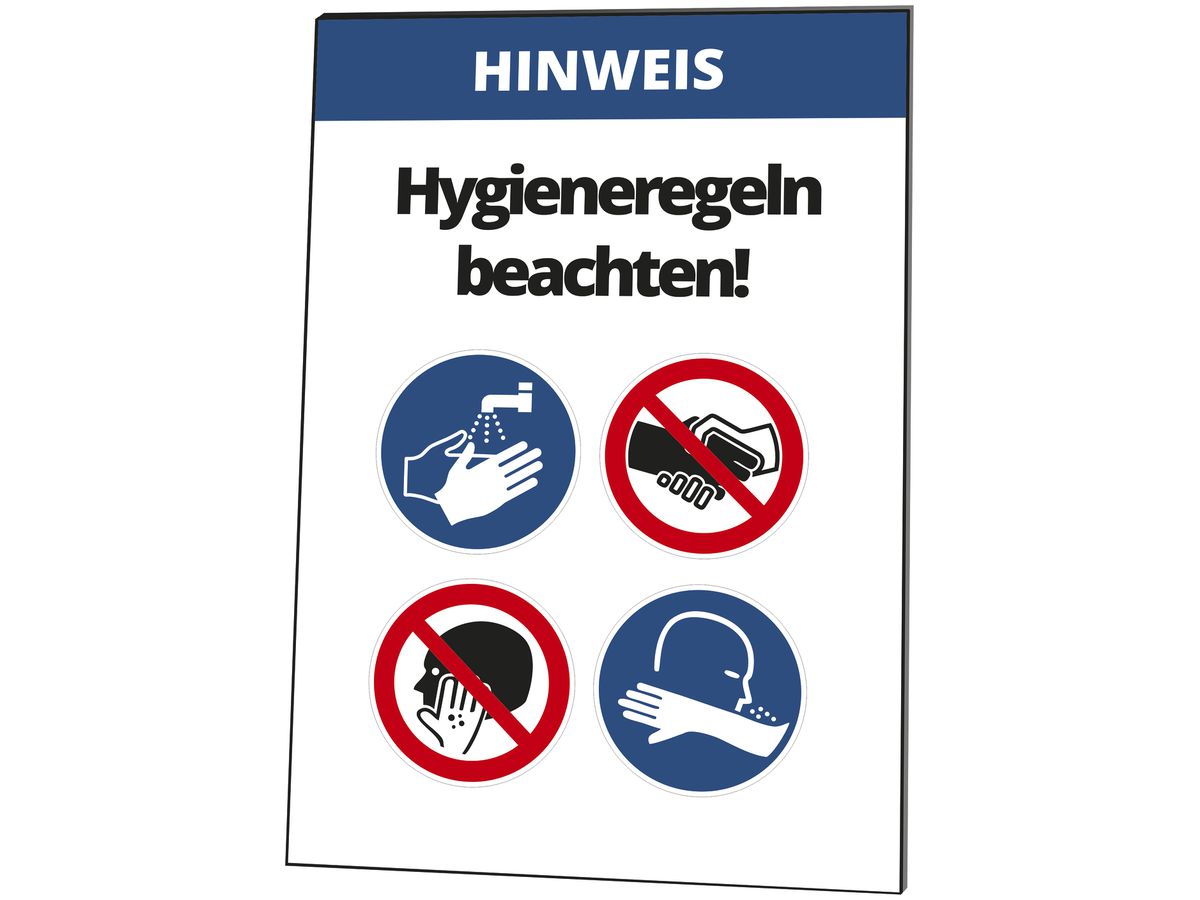 Warntafel CIMCO "Hygieneregeln beachten" 297×420mm
