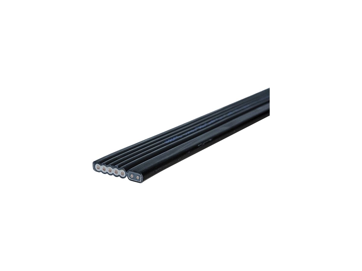 Flachkabel Woertz combi 5×2.5+2×1.5mm² PO FR/LS0H schwarz 3LNPE Cca