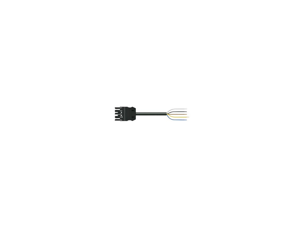 Anschlussleitung MIDI 5×2.5mm² 20A 400V 5m Cod.A Buchse-freie Ende schwarz Cca