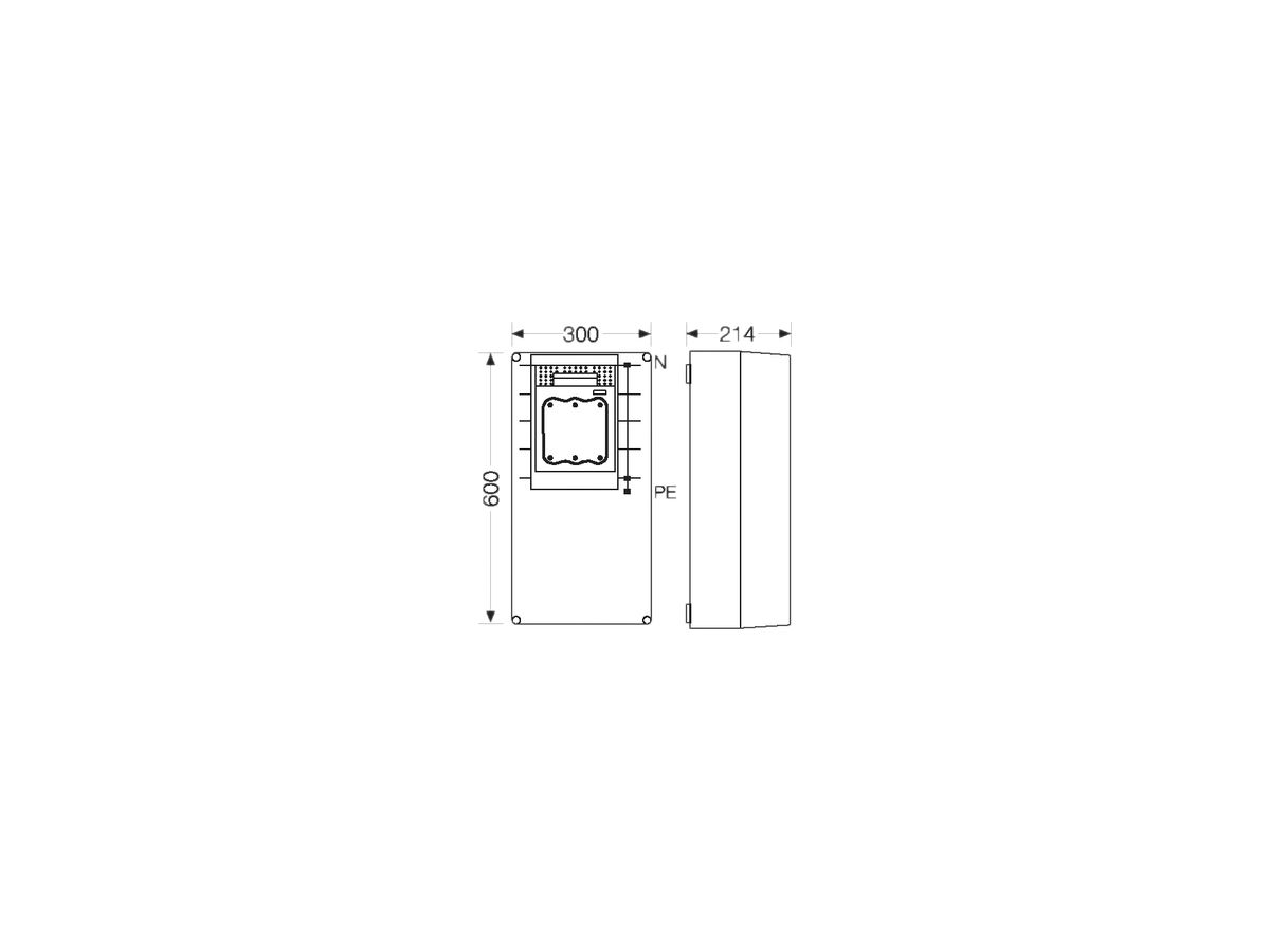 NH-Gehäuse Hensel Mi, 1×NH 1, mit Sammelschiene, 250A, 5-polig