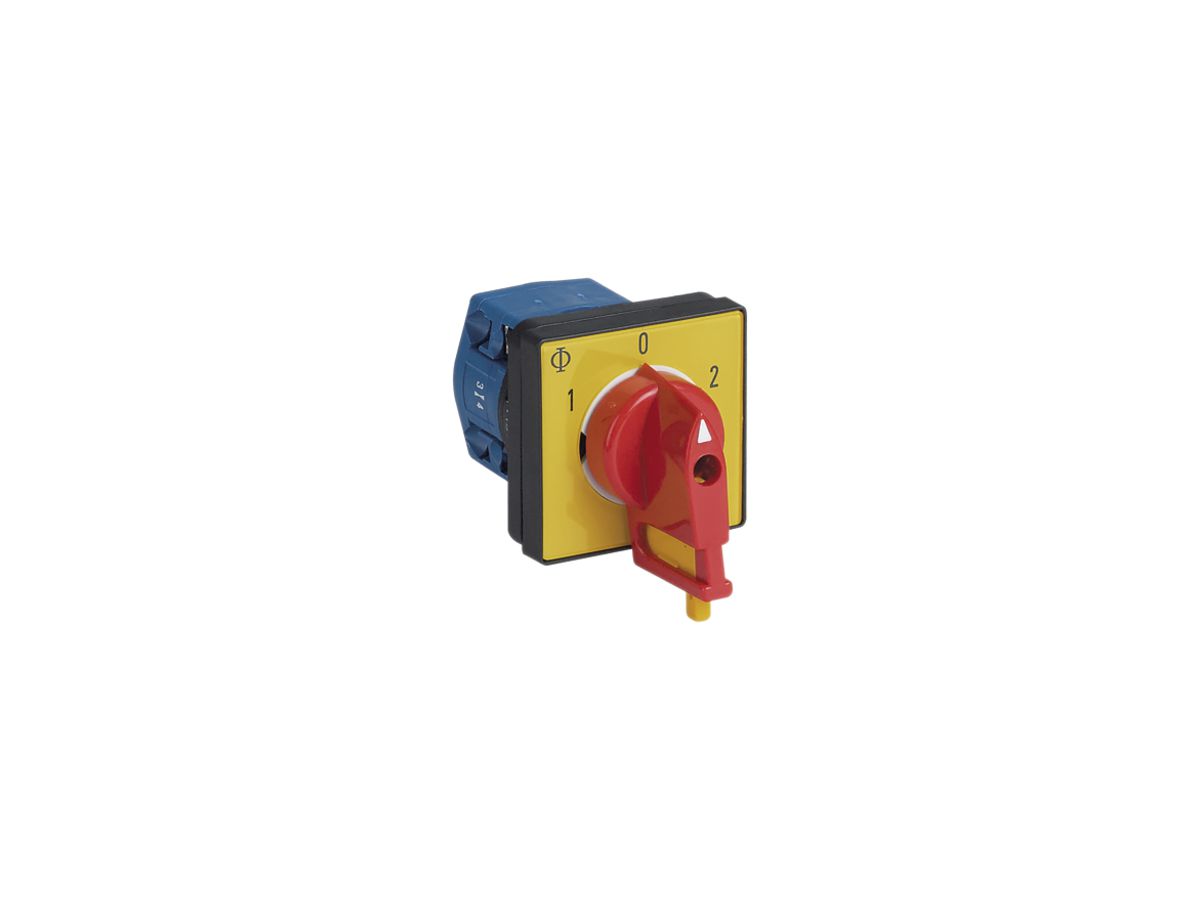 EB-Drehschalter K&N, 20A/690V 2/1L, Griff rt, 48×48mm, Ø6mm, "1-0-2"