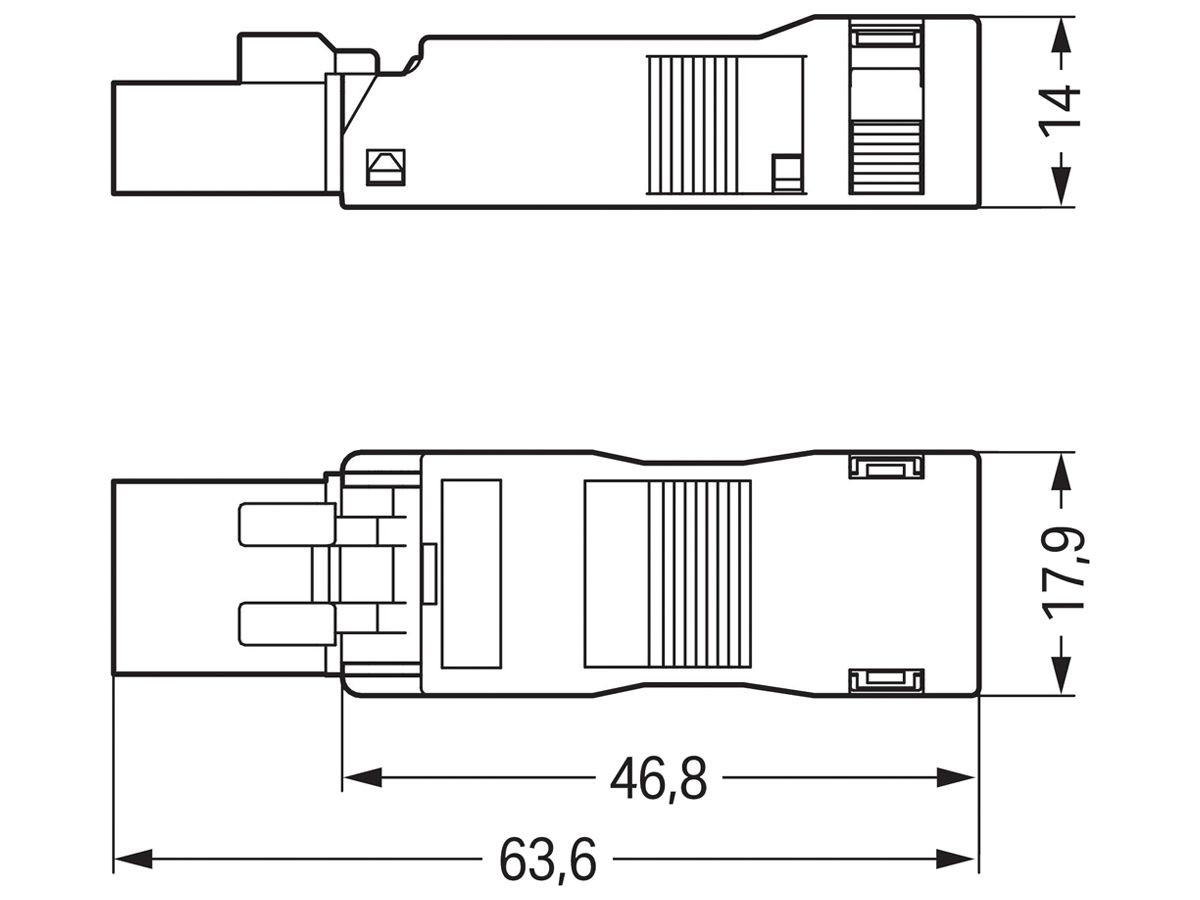 Stecker WINSTA MINI 3L mit Zugentlastungsgehäuse, schwarz