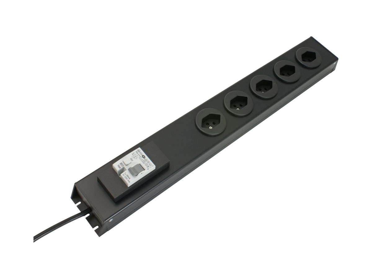 Steckdosenleiste MH 5×T13 PowerLine FI-LS Td1mm² 1.5m schwarz