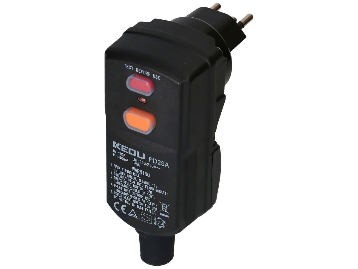 Fehlerstrom-Sicherheitsstecker MH PLUG 3P 230V 10A 0.03A Typ A 1kA