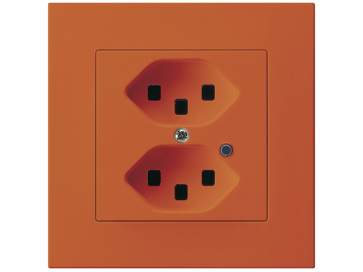 UP-Steckdose Hager KPR, 2×T23, beleuchtet, 16A 250V, orange