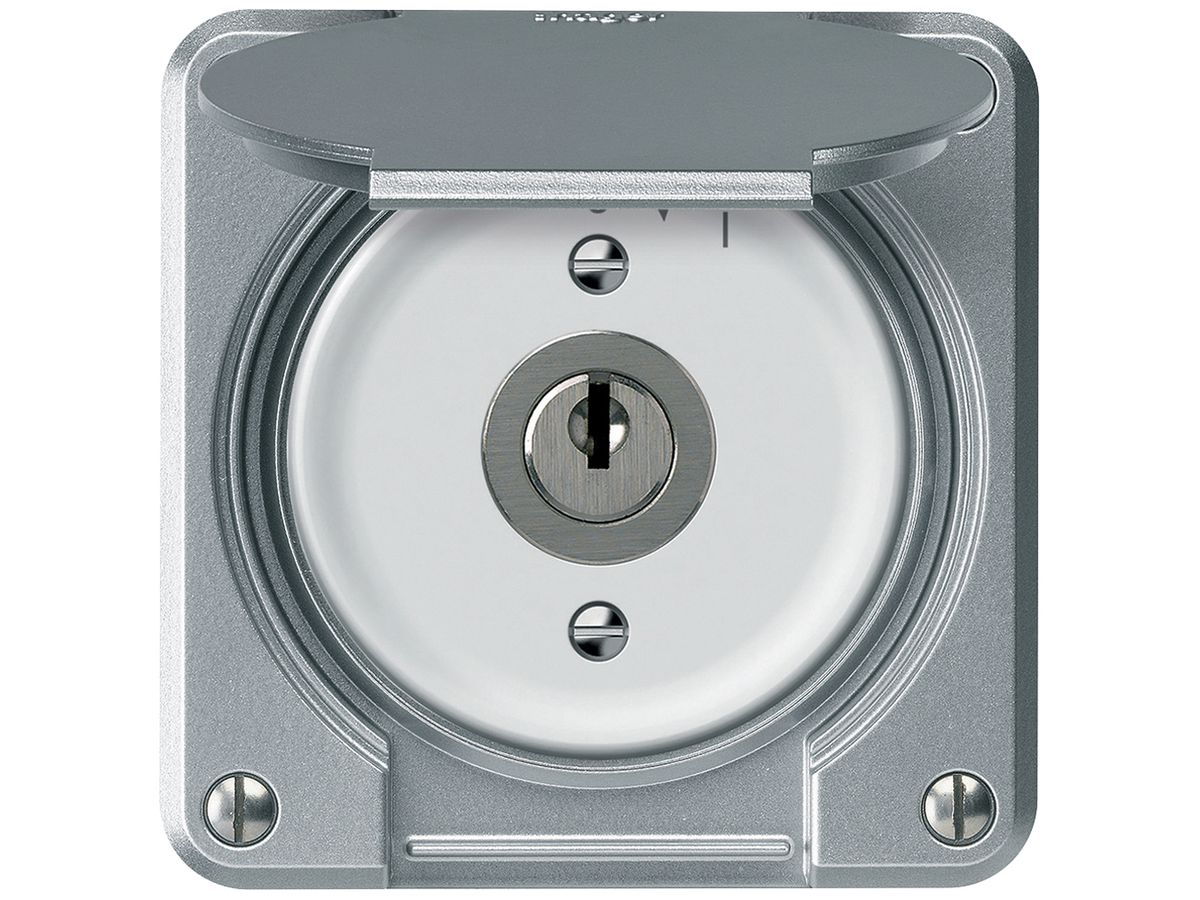 UP-Schlüsselschwenktaster robusto 1P 1NO 20A 250V 86×86mm Aluminium