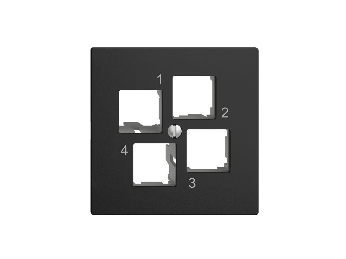 Montageset EDIZIOdue EASYNET S-One, für 4×RJ45, geradeauslass, schwarz