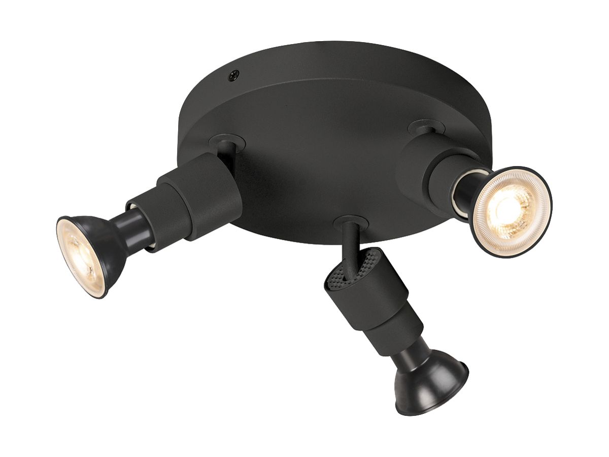 Spot SLV PURI 2.0 Basic CW GU10 3×6W DIM Ø180×71mm schwarz
