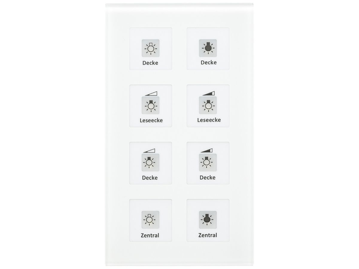 UP-Taster KNX MDT BE-GTT8W.01 8T/8B LED Temp.Glas weiss