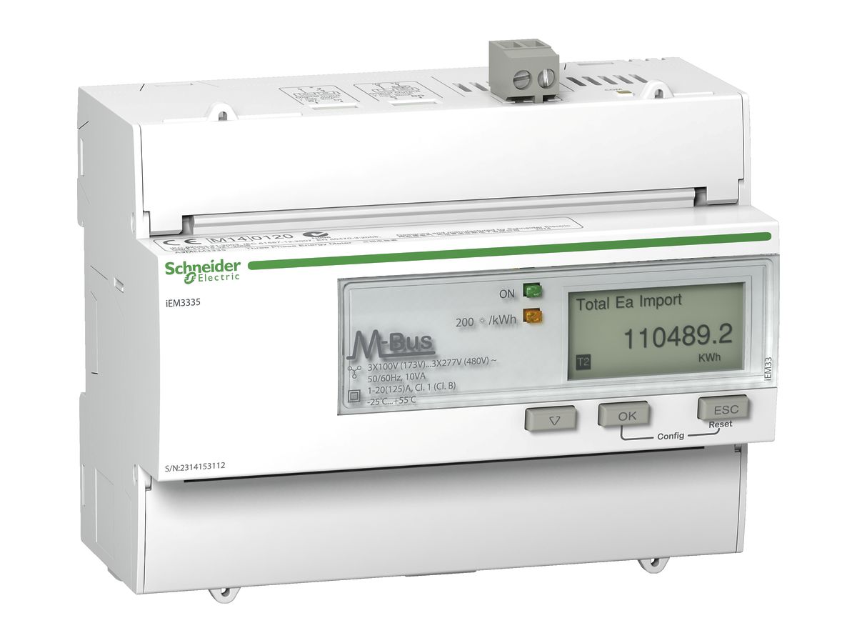 REG-Energiezähler Schneider Electric iEM3335 MID 3P+N 125A M-Bus Import/Export