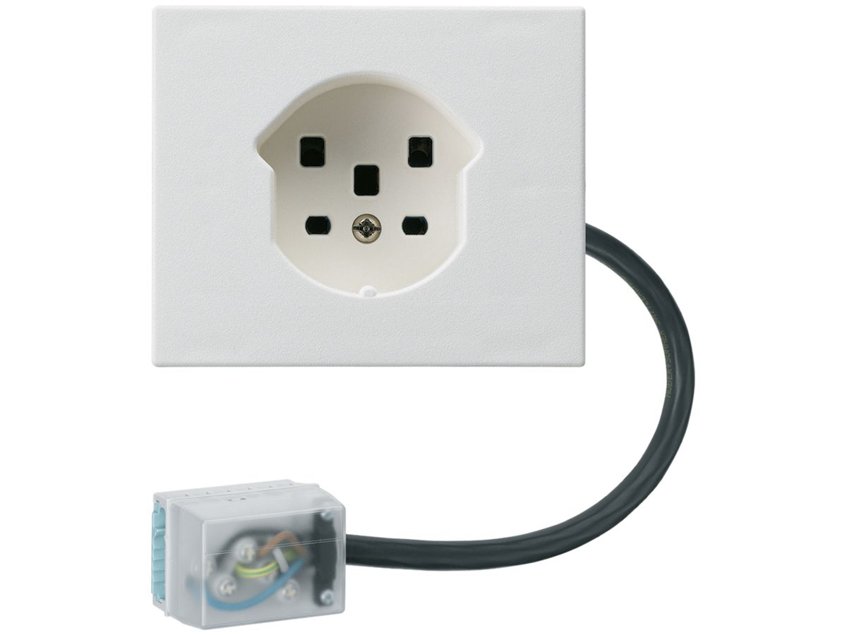 FLF-Steckdose HA Typ 25 mit Steckklemmen mit Flachkabel-Adapter Power weiss