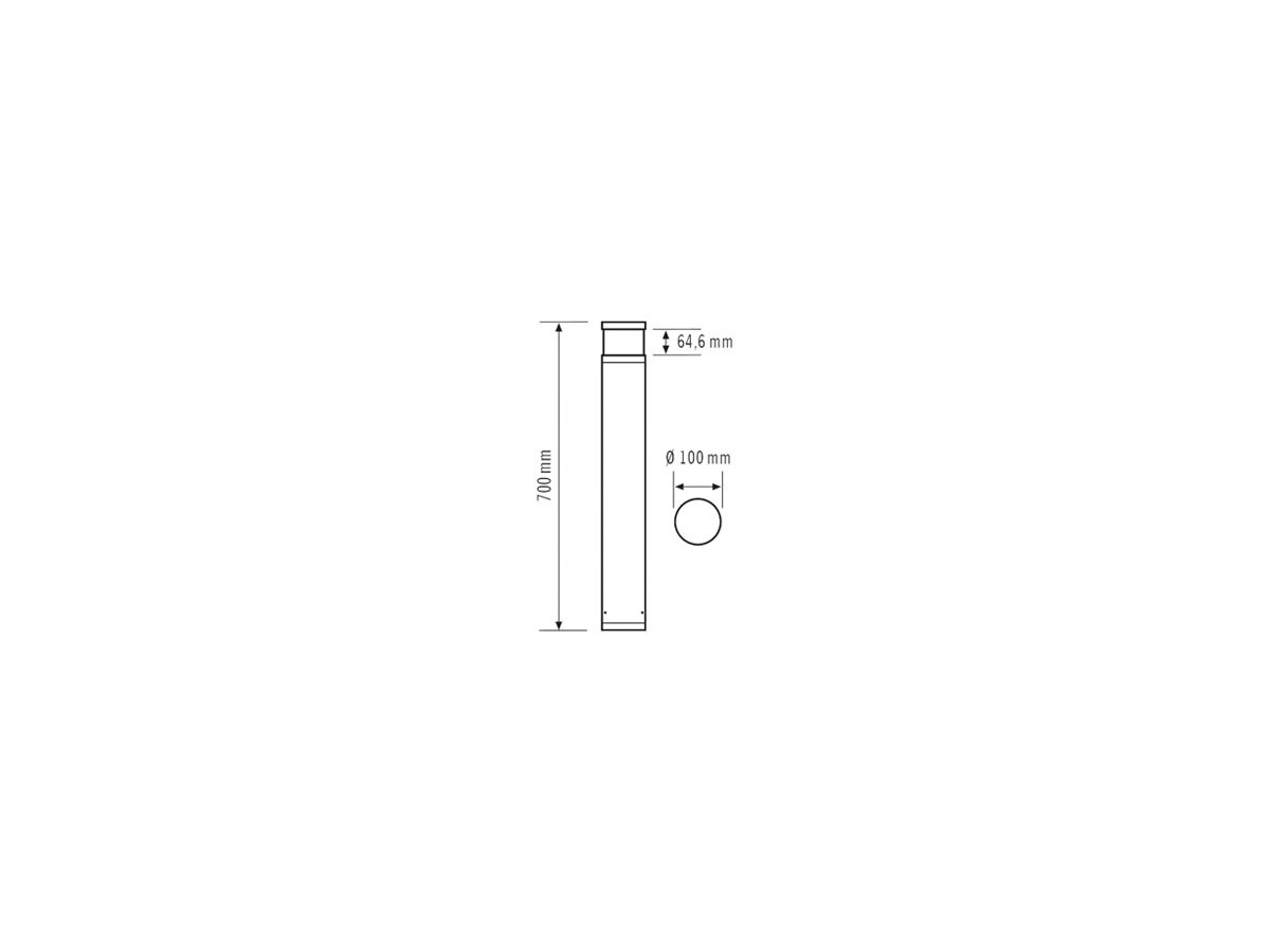 LED-Pollerleuchte ESYLUX ALVA BL DALI, 7W 3000K Ø100×700mm IP65 an, opal