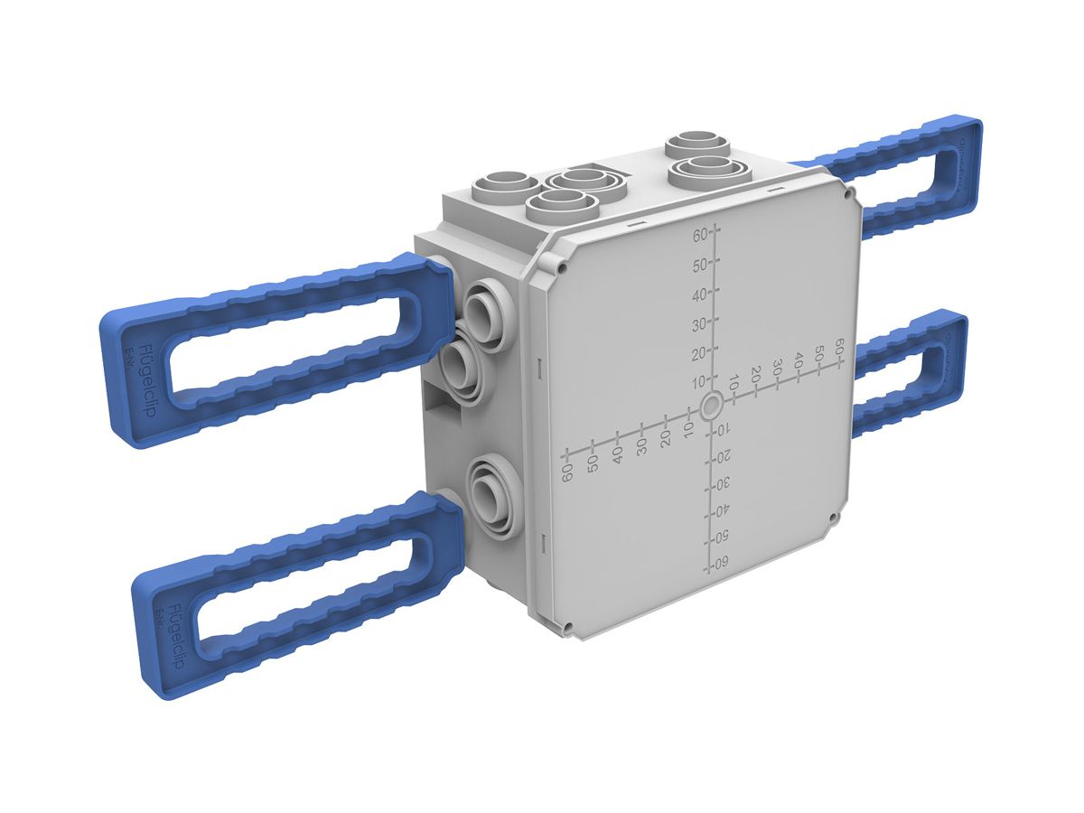 UP-Einlasskasten Spotbox UP4, 2×2, mit 4 Flügelclips M20, grau