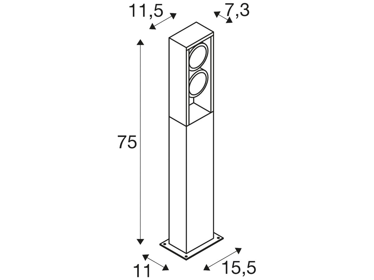 LED-Pollerleuchte SLV ESKINA FRAME 75 FL 27W 3000/4000K 2200lm IP65 anthrazit