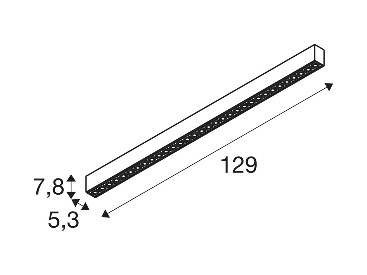 LED-Deckenleuchte SLV GLENOS PRO 30W 3650lm 3000K DALI 1290×53mm schwarz