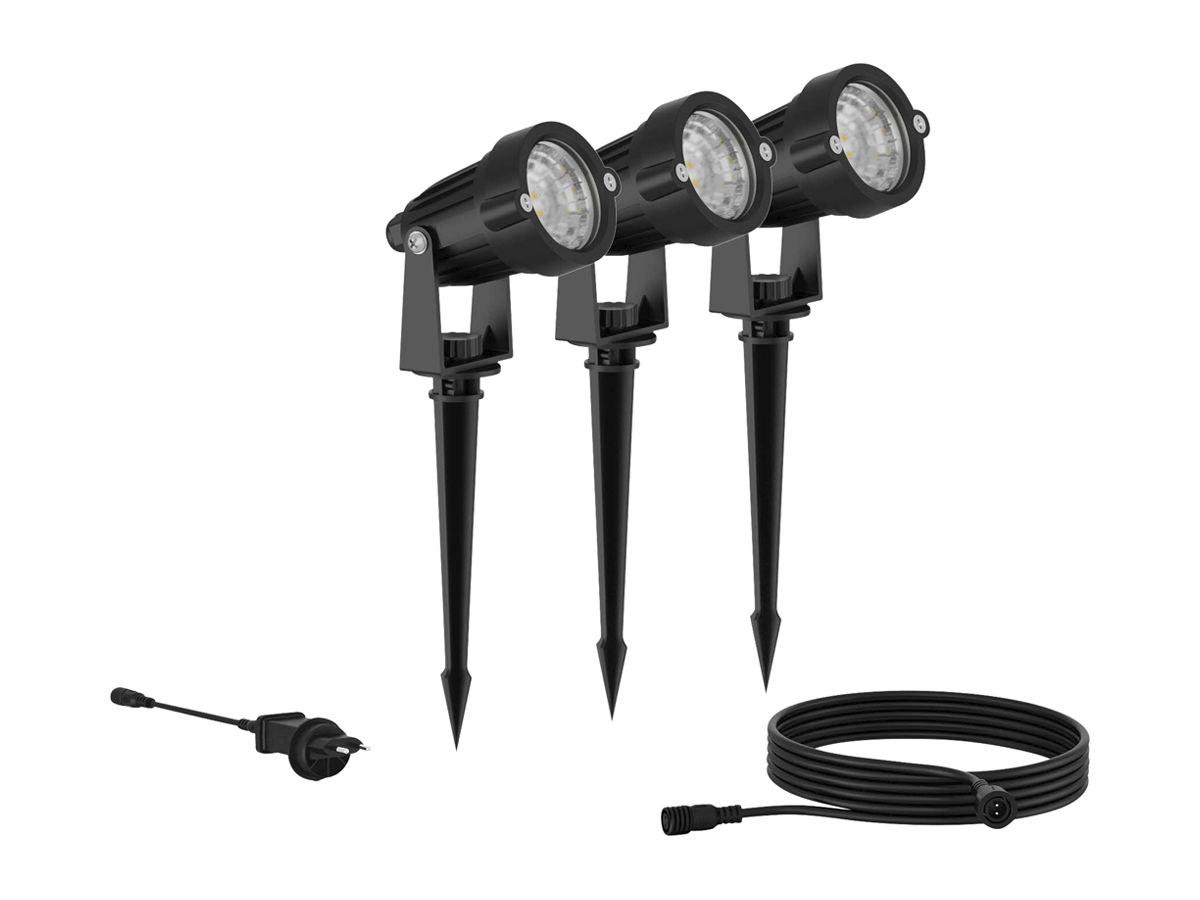 LED-Spiessleuchte Philips Caper 1.5W 180lm 827 IP44 Ø60 schwarz 3 Stk