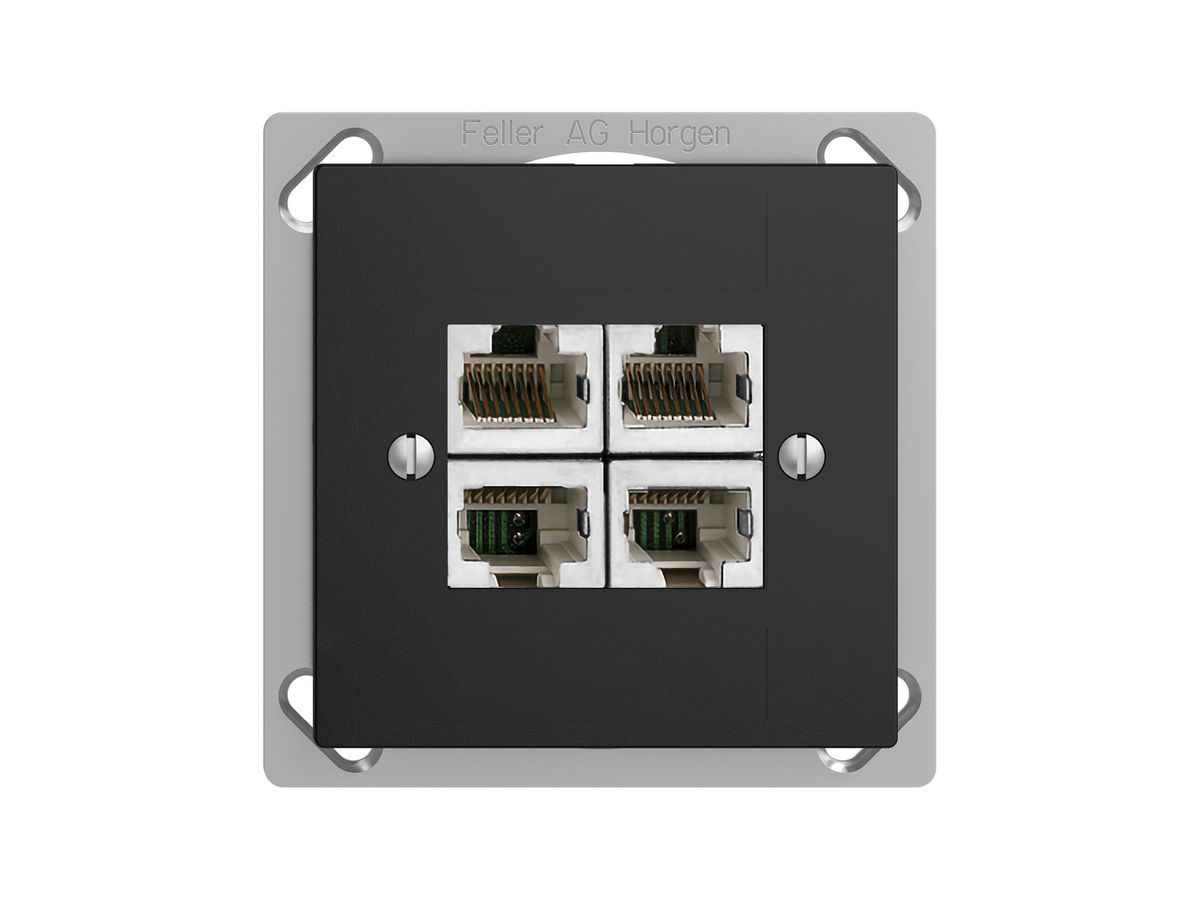 EB-Dose 4×RJ45/s 4P getr. EDIZIOdue schwarz ITplus