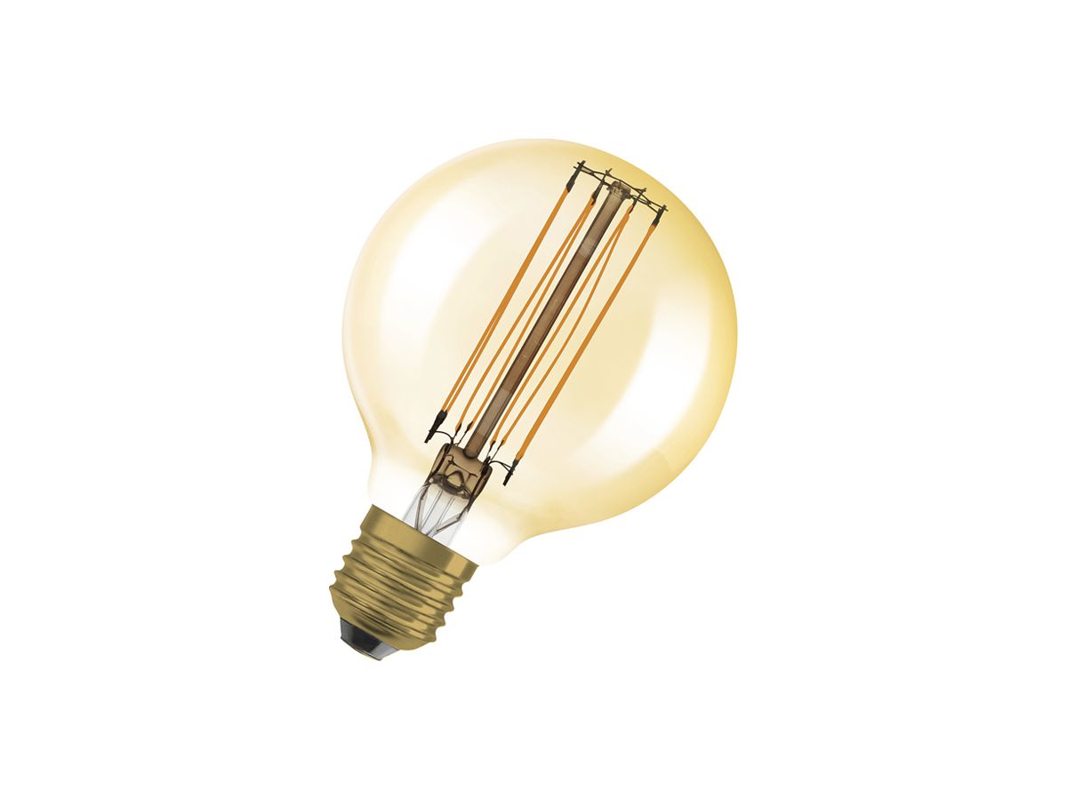 LED-Lampe LEDVANCE Vintage GLOBE E27 5.8W 470lm 2200K DIM Ø80×120mm klar Gold