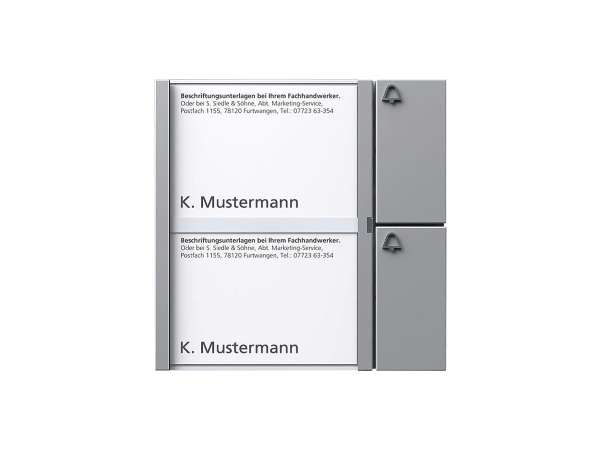 Tasten-Modul Bus Siedle, 2 Namensschildern und 2 Ruftasten 99×99×27mm, silber