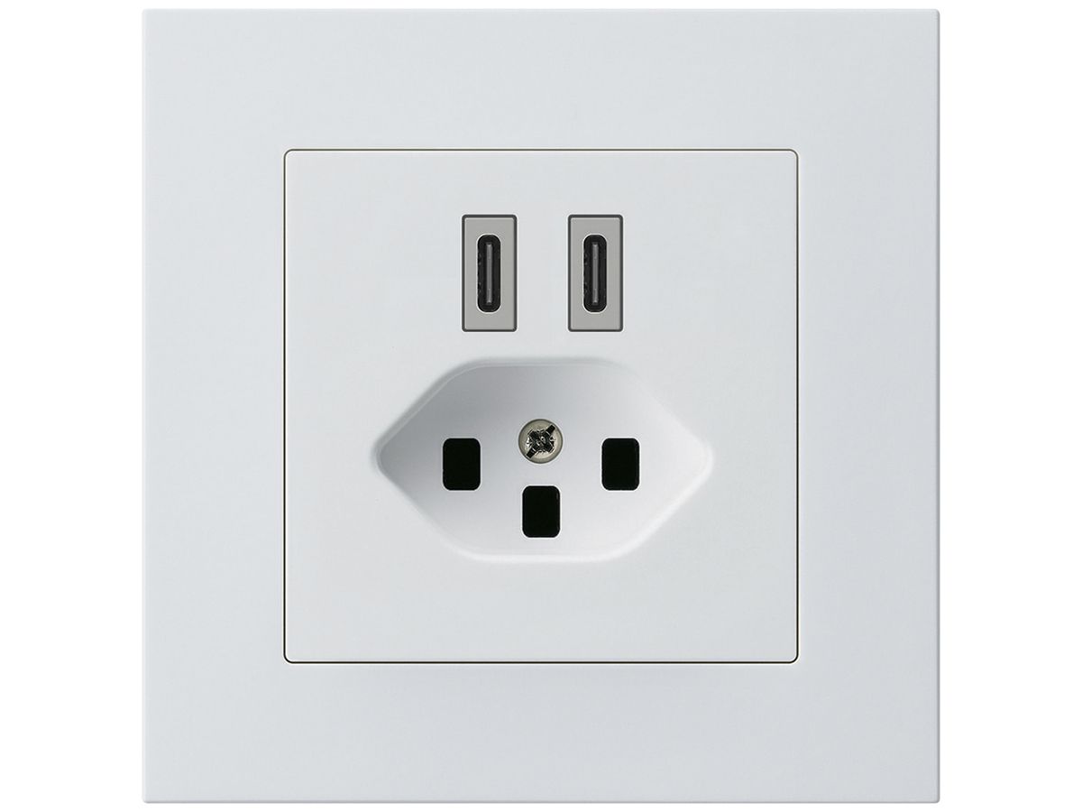 UP-USB-Ladesteckdose Hager kallysto.pro C-C 20W+T23 5V 94×94mm weiss