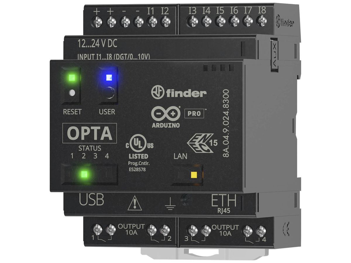 SPS-Logikmodul Finder 8A.04 OPTA LITE, 12…24VDC, 8DI/AI 4DO (10A/250V)