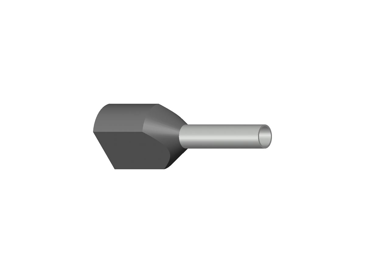 Zwillings-Aderendhülse isoliert 2×0.75mm² grau