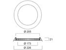 LED-Downlight Sylvania Flat 205 17W 1750lm 4000K IP44 120° DIM Ø226mm weiss