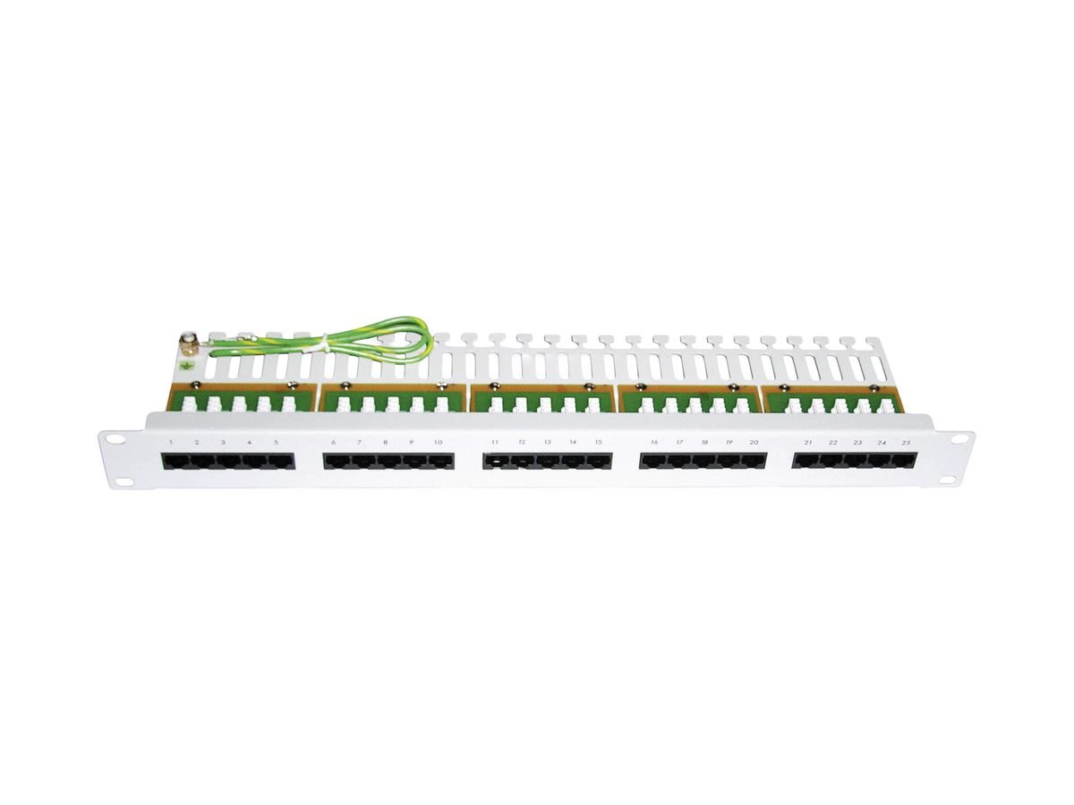 Patchpanel 19" 1HE Voice Kat3 25×RJ45 4p ungeschirmt, hellgrau