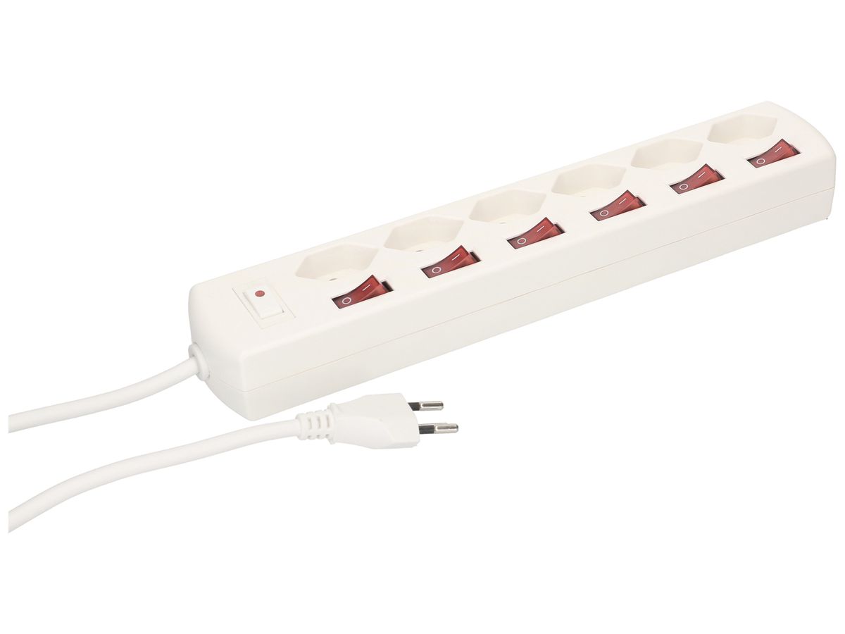 Steckdosenleiste MAX HAURI Multi-Switch 10A 7×Schalter 6×T13 weiss