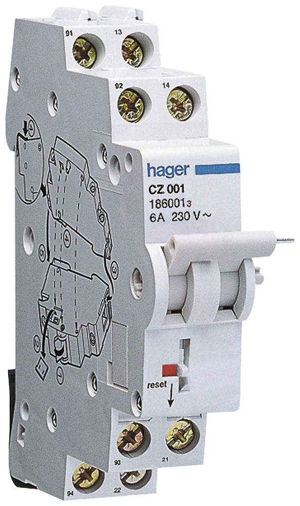 Hager Hilfsschalt f.FI-Schalter CZ001 Zusatzeinrichtungen Hilfsschalt. 