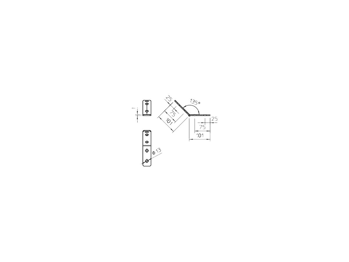 Verbindungsplatte 45° Bettermann 101×101×40×5mm tauchfeuerverz.