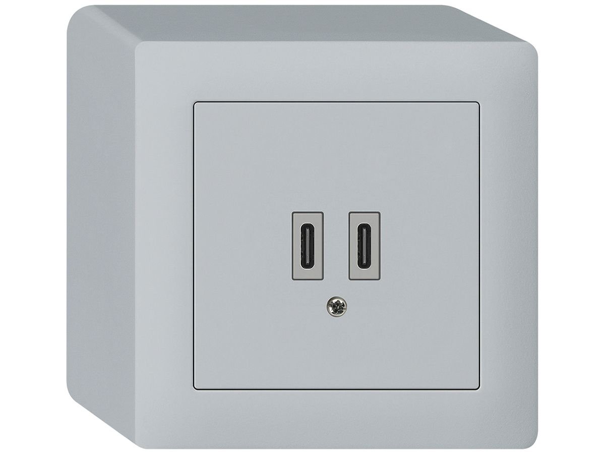 AP-USB-Ladesteckdose Hager kallysto C-C 20W 5V 86×86mm grau