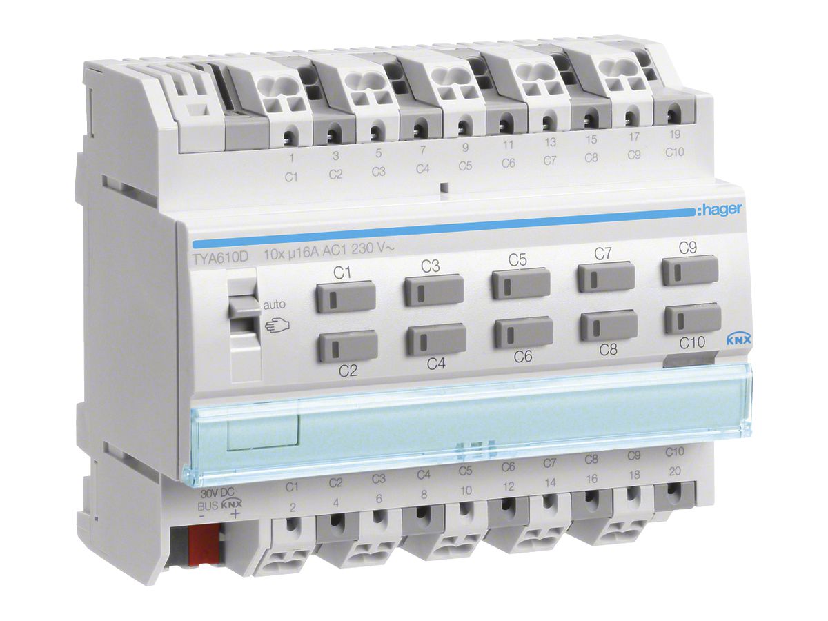 REG-Schaltausgang KNX Hager system 16A C-Last 10-fach