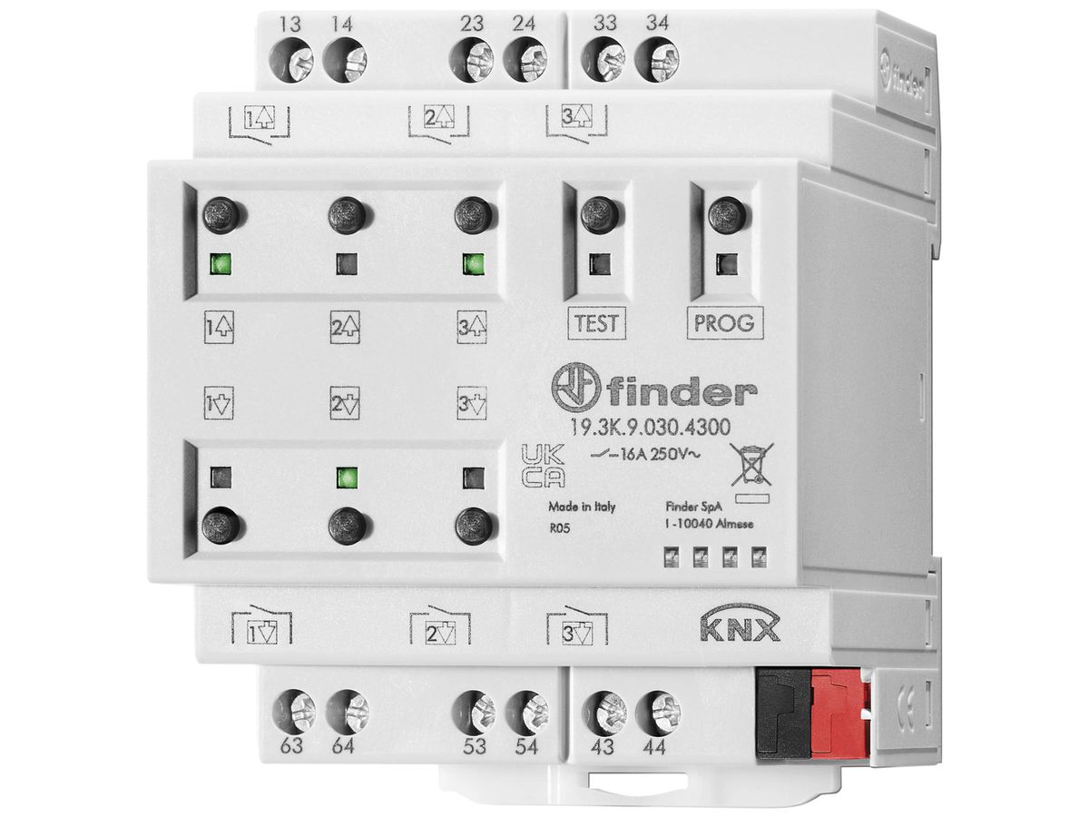 REG-Jalousieaktor KNX Finder 19.3K 3-Kanal 16A/250VAC Lamellen-Management