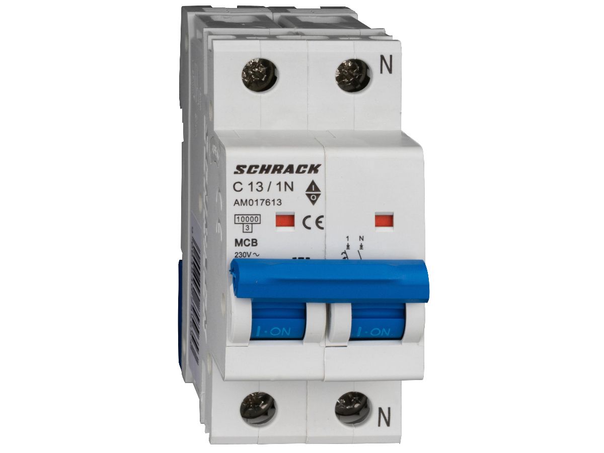 Leitungsschutzschalter AMPARO 2P - L+N 230V C 13A Icn10kA 2TE Schrack