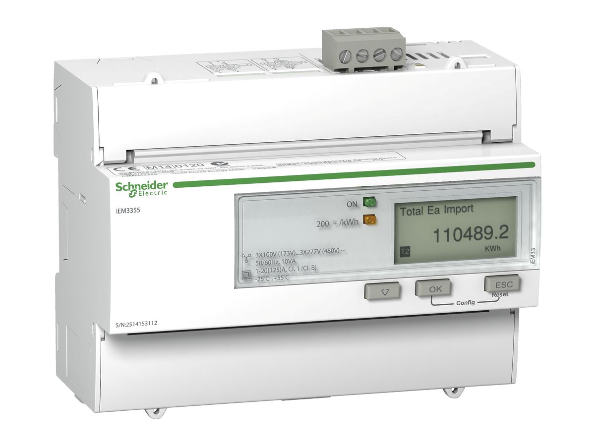 REG-Energiezähler Schneider Electric iEM3355 3P+N 125A Modbus MID