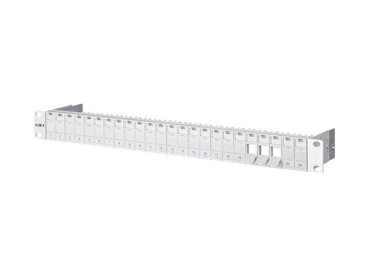 Patchpanel 19" H-LINE M, 24-Port Keystone leer geschirmt 1HE, grau