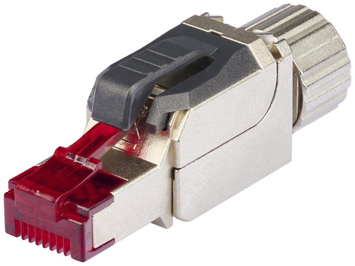 Feldstecker R&M FM45 Standard, RJ45/s/u Kat.6A AWG22…26, gerade, grau/rot