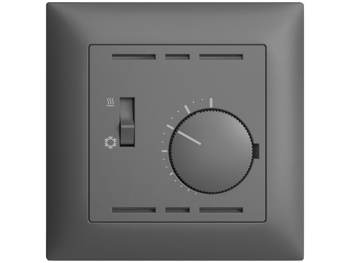 UP-Abdeckset für Thermostat EDIZIOdue, Schalter Heizen/Kühlen 88×88mm dunkelgrau