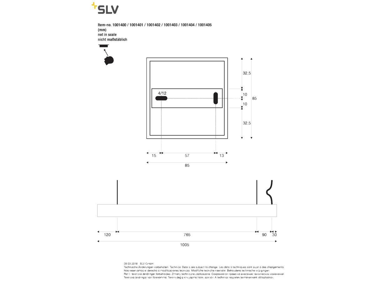 LED-Pendelleuchte SLV GLENOS PD 43W 3300lm 4000K 1m schwarz